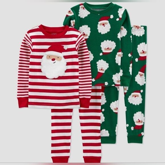 Nwt Boy's Carter's 100% Cotton Christmas Pajama Sets, 4pc, Size 18m - Picture 1 of 4